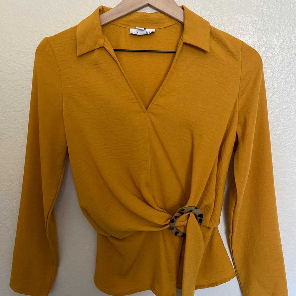 Top shop mustard color blouse. Size S.